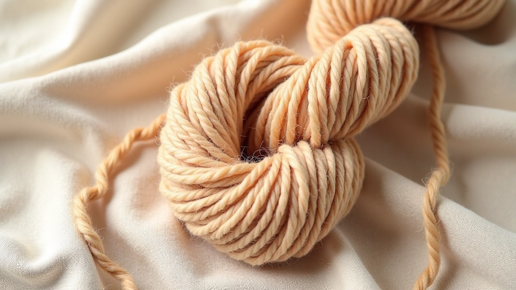 Soft merino wool yarn in warm earth tones coiled neatly